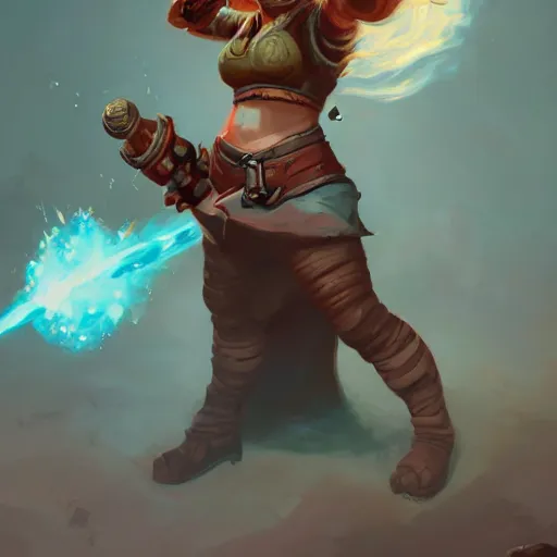 Prompt: action portrait of a female dwarf fist-fighter , 4K trending on artstation by peter mohrbacher photo