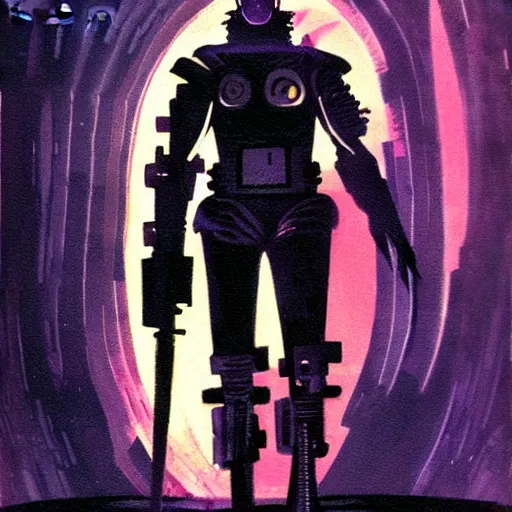 Image similar to cyberpunk knight, by jack gaughan, pulp, sci - fi, atmospheric lighting, painted, intricate, ultra detailed