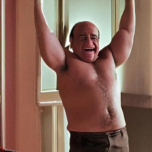 Prompt: danny devito shirtless