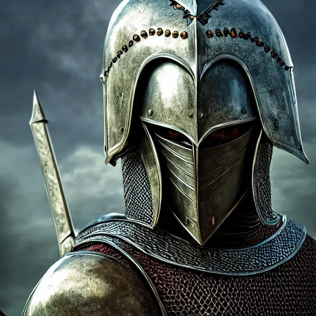 Image similar to knight, fantasy, highly detailed, 4 k, hdr, smooth, sharp focus, high resolution, award - winning photo, photorealistic