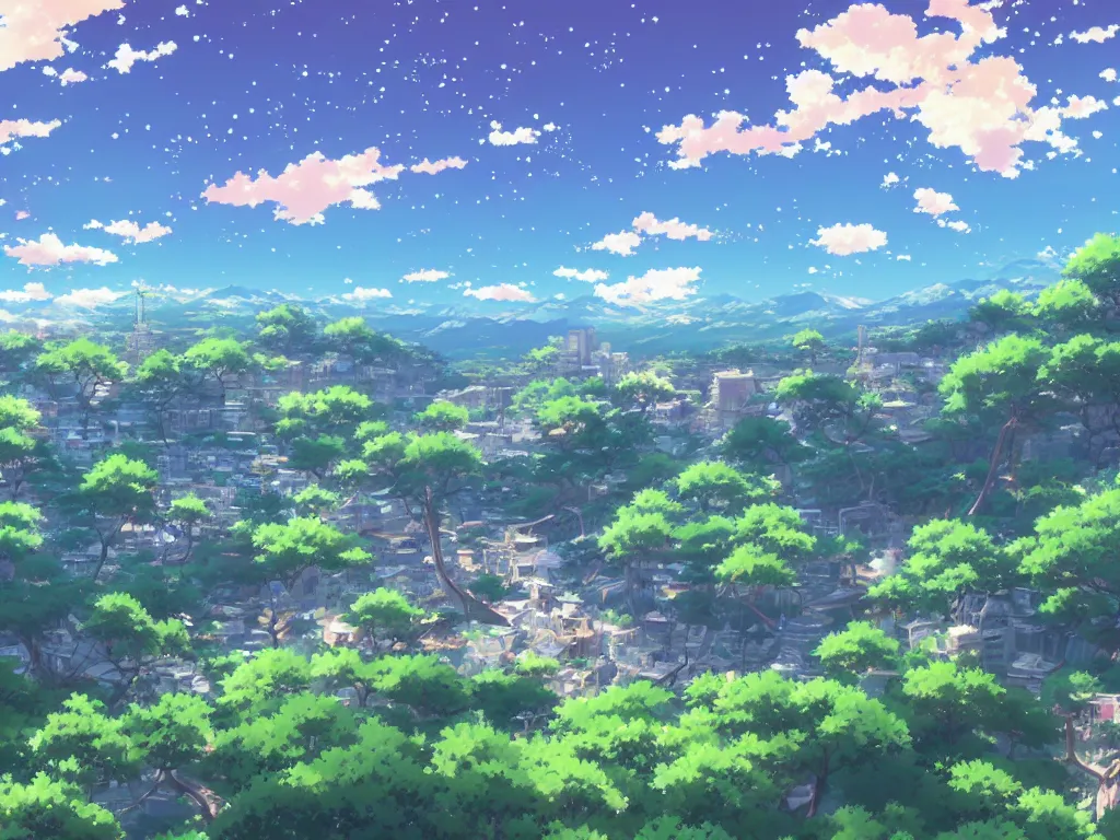 Prompt: an anime landscape!! view of japan by makoto shinkai from your name, masterpiece