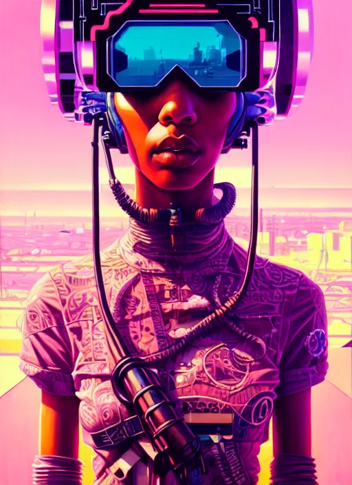 Prompt: high quality high detail portrait of a diesel punk in a futuristic city, tristan eaton, victo ngai, artgerm, rhads, ross draws, hyperrealism, intricate detailed