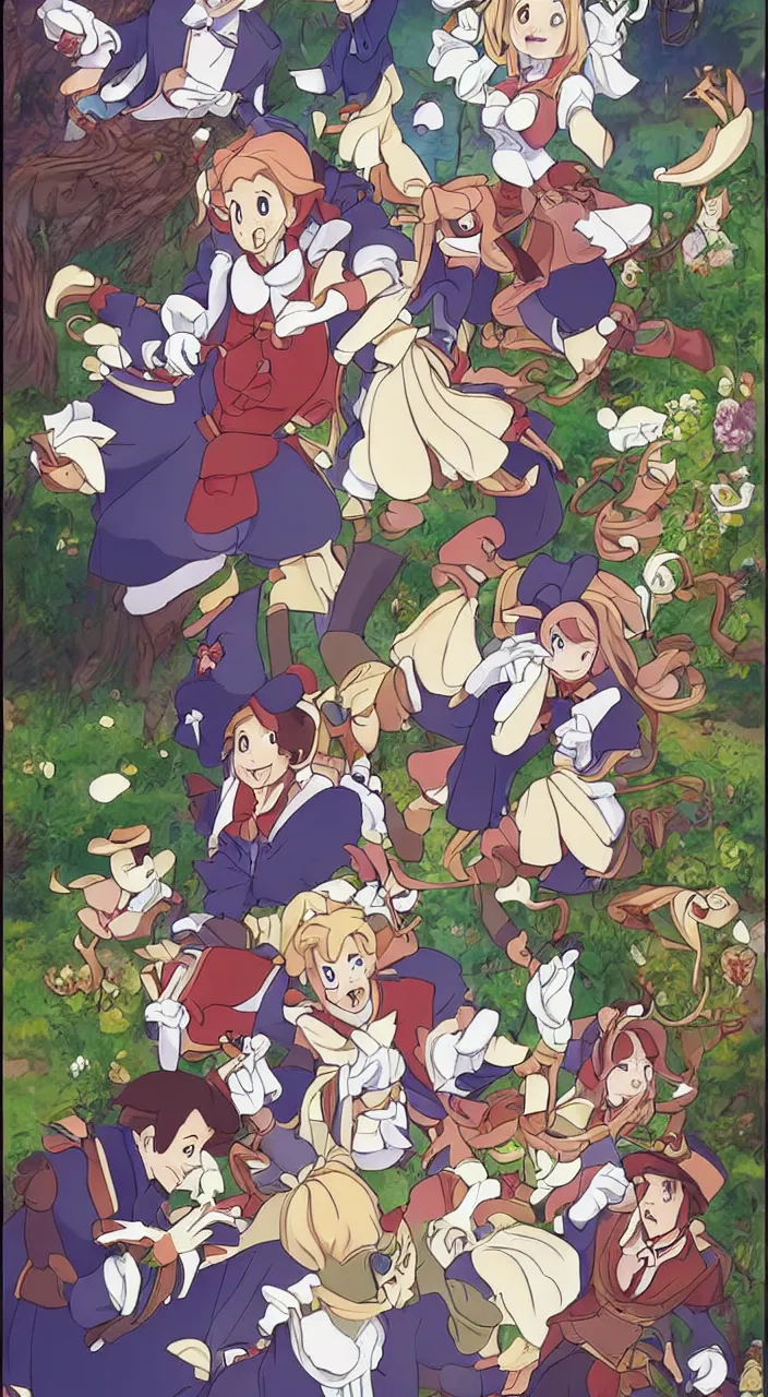 Image similar to [ disney's alice in wonderland ] in isekai style