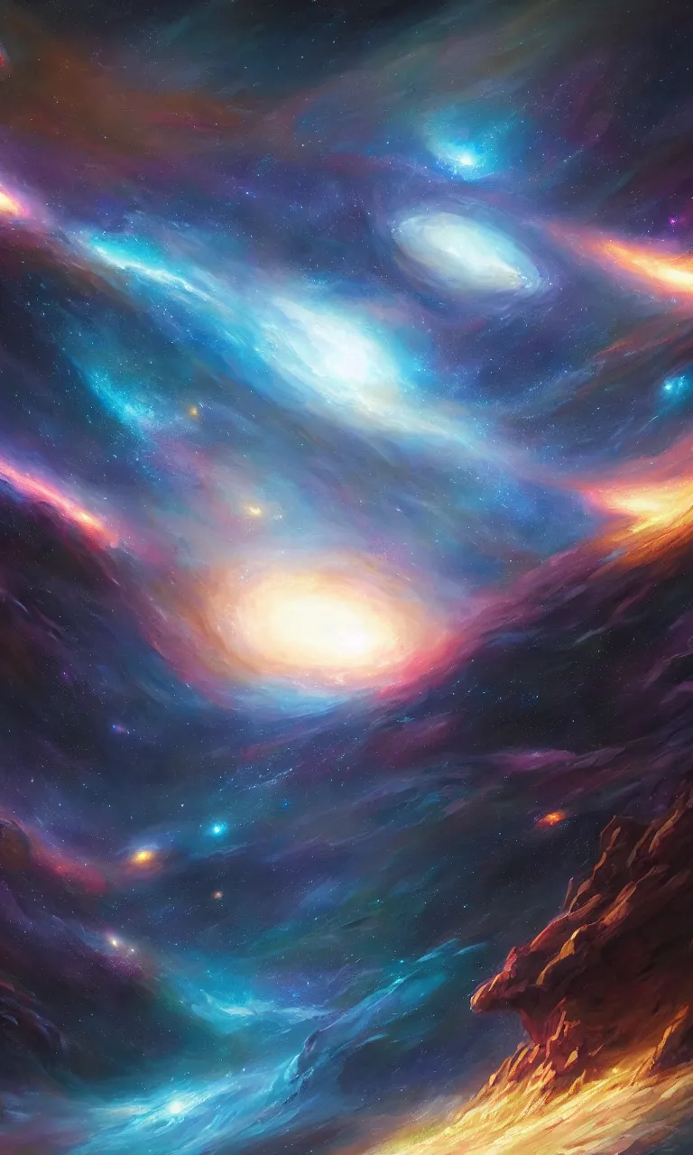 Prompt: Galaxy in space, trending on artstation, by Noah Bradley