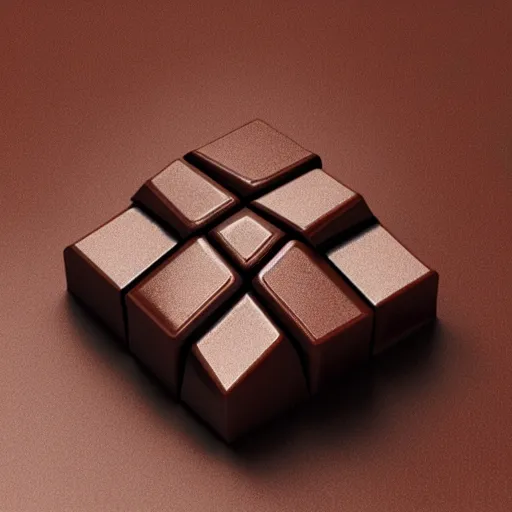Prompt: a chocolate - brown rubik's cube, 3 d render