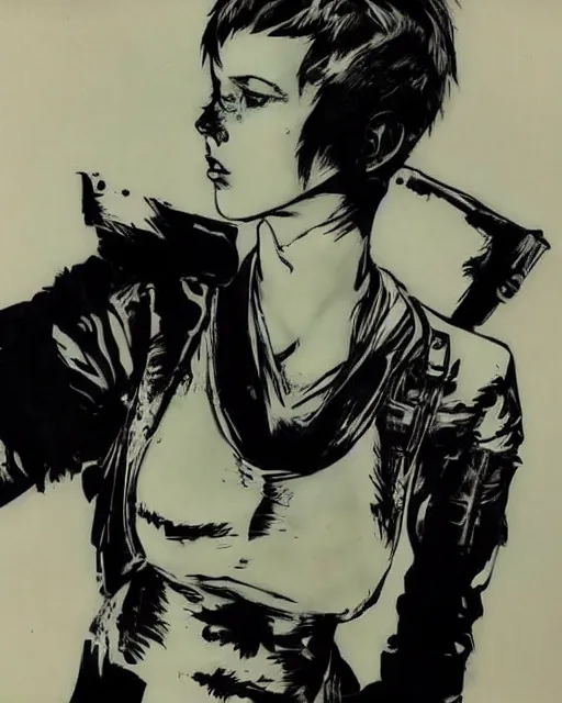 Image similar to short hair millie bobby brown by yoji shinkawa