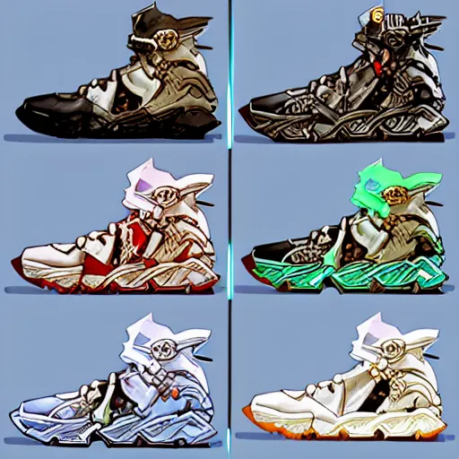 Image similar to fantasy anime jrpg sneaker design designed by studio ghibli, chrono trigger guilty gear style, aztec mayan street fashion native punk sneaker design, hip hop sneaker design with subtle mayan patterns, gapmoe yandere grimdark, trending on pixiv fanbox, painted by greg rutkowski makoto shinkai takashi takeuchi studio ghibli, akihiko yoshida