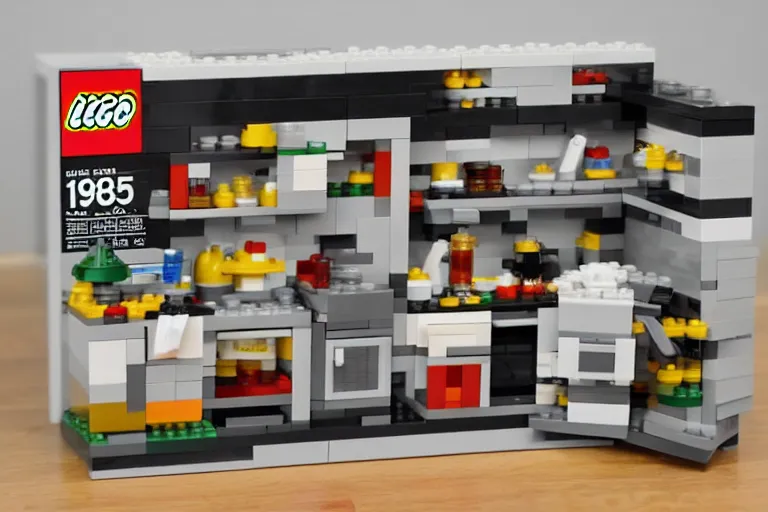 Prompt: kitchen meth lab 1 9 8 5 lego set