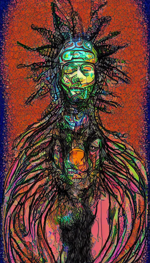 Image similar to portrait of a digital shaman, by schizophrenia patient