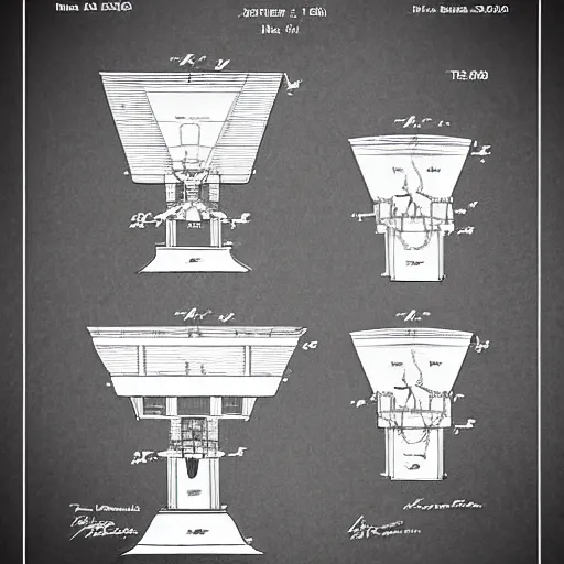 Prompt: plans for a mutoscope as drawn by thomas edison. patent filing. detailed. hd