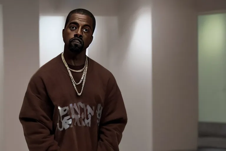 Image similar to Sterling K. Brown as Kanye West in 'JEEN-YUHS' (2022), movie still frame, promotional image, imax 70 mm footage, oscar nominated cinematography, volumetric lighting, 8k resolution