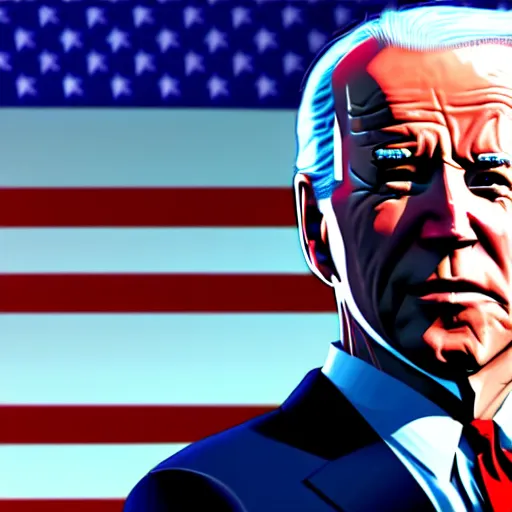 Image similar to Joe Biden, in GTAV, reimagined as a cyberpunk dystopia, 4k highly detailed digital art 4k highly detailed digital art