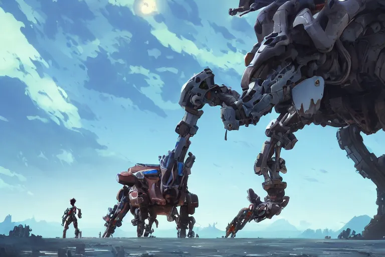 Image similar to longleg machine mecha animal beast robot of horizon forbidden west horizon zero dawn bioluminiscence, behance hd by jesper ejsing, by rhads, makoto shinkai and lois van baarle, ilya kuvshinov, rossdraws global illumination