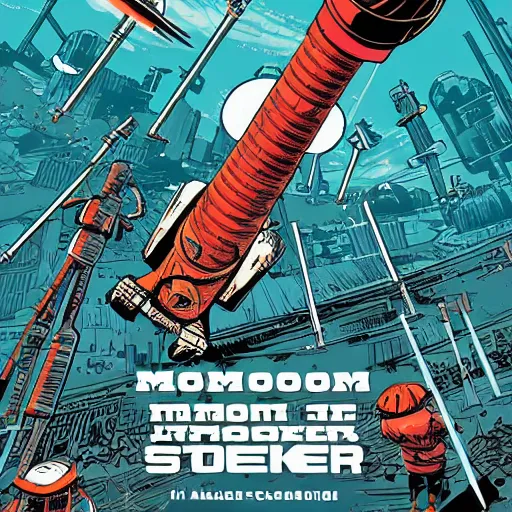 Prompt: moon rocket, by laurie greasley and james stokoe