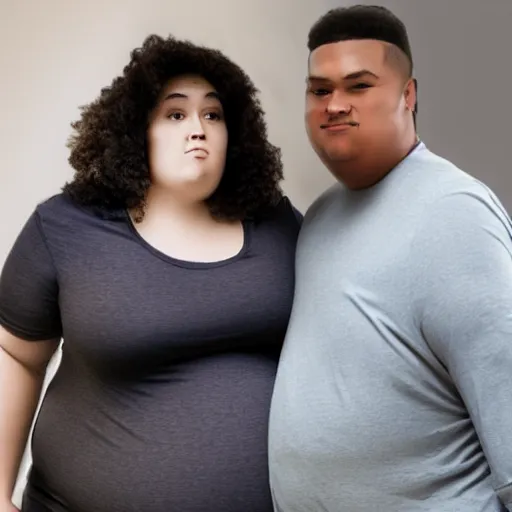 Prompt: the fattest woman dating the skinniest man, photo realistic,