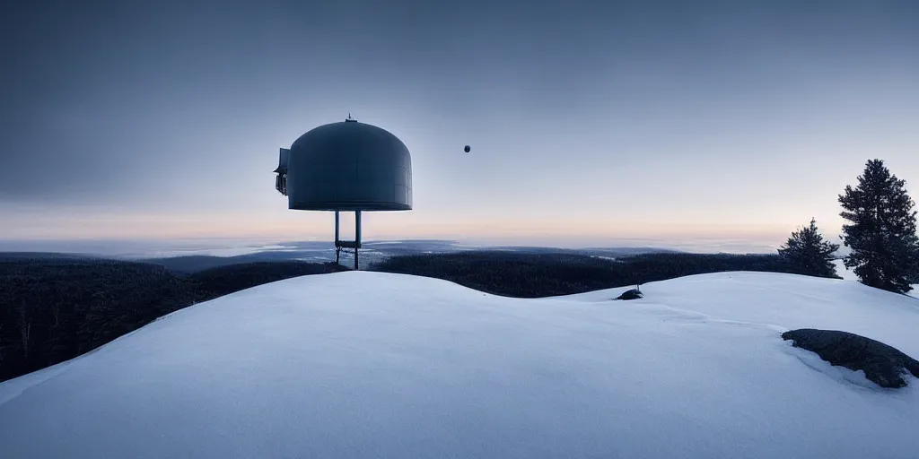 Image similar to stunning photo of landscape with an observatory on a mountain by mikko lagerstedt