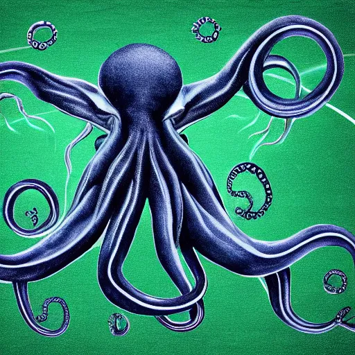 Image similar to octopus playing football, highly detailed digital art