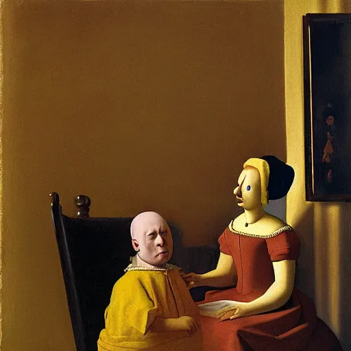 Prompt: homer and marge simpson by johannes vermeer