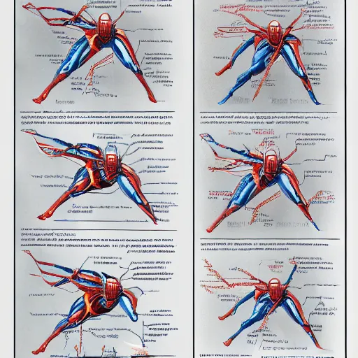 Image similar to detailed orthgraphic drawings and specs of Spider-Man's webshooters