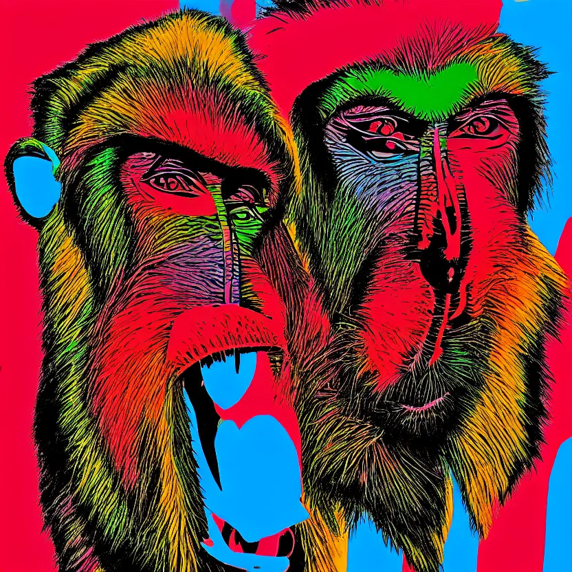 Image similar to Mandrill pop art