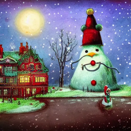 Image similar to a christmas scene in the style of alexander jansson