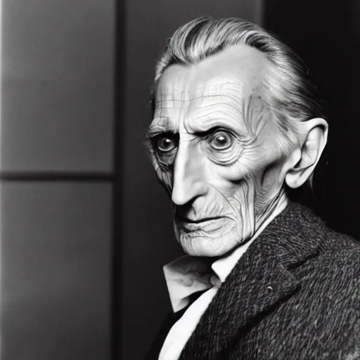 Prompt: dslr photo portrait still of peter cushing, 8 k, by diane arbus, man ray,