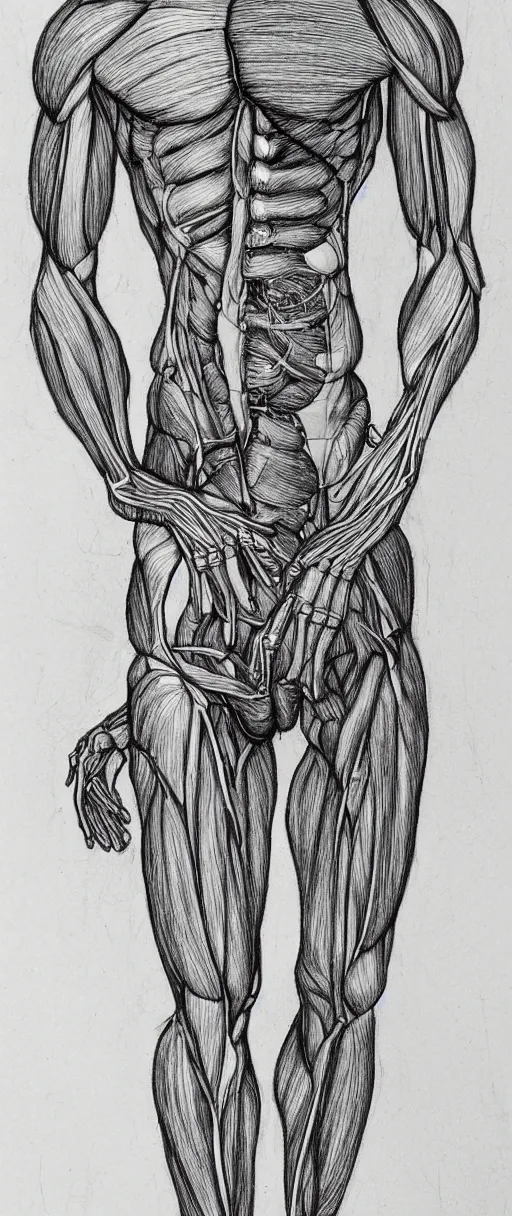 Image similar to human anatomy for artists, pen scetch