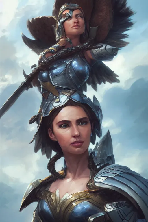 Image similar to amazon valkyrie athena, d & d, fantasy, portrait, highly detailed, headshot, digital painting, trending on artstation, concept art, sharp focus, illustration, art by artgerm and greg rutkowski and magali villeneuve