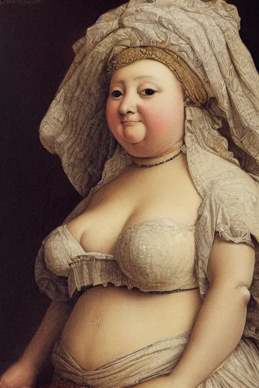 Prompt: detailed portrait of a chubby queen | johfra bosschart | waist up