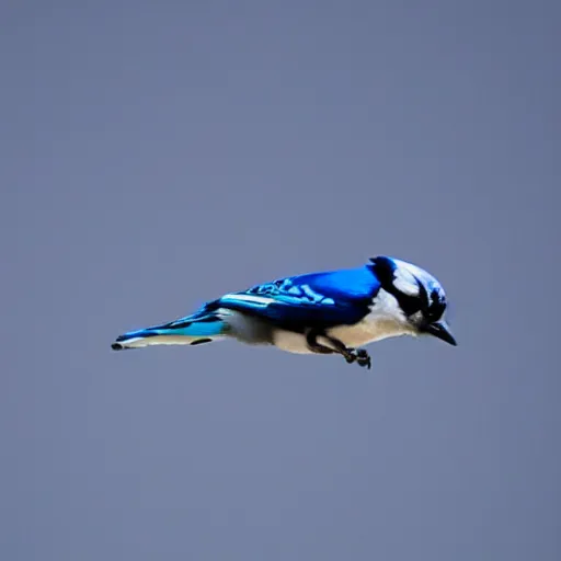 Prompt: air balloon shaped like a blue jay