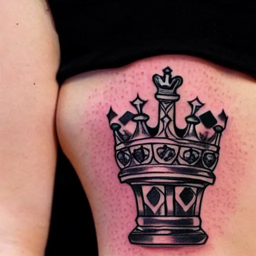 chess pawn with a crown tattoo, Stable Diffusion