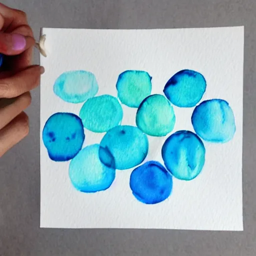 Prompt: interlocking aqua blue blobs, watercolor pen drawing