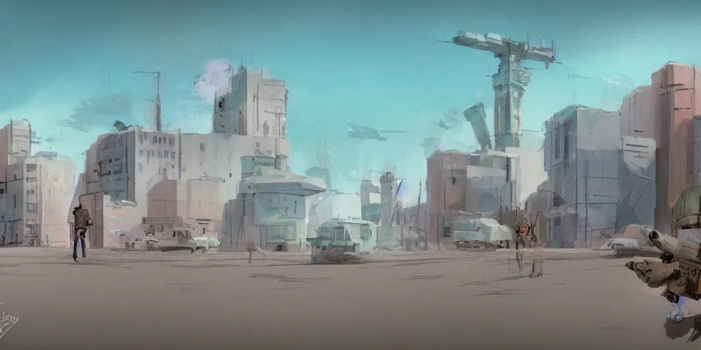 Image similar to back to the summer of the nuclear intense city, concept art, pastel soft colors, in the style of danny mcbride, knyazev konstantin