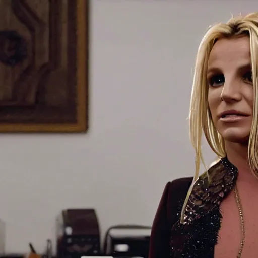 Image similar to cinematic still of britney spears in the office