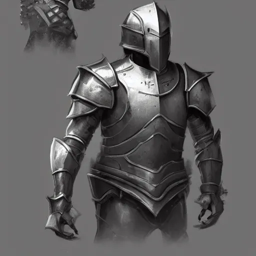 Prompt: a concept of knights armor eminating a little bit of white light, concept art, 8k hd artwork, featured on artstation