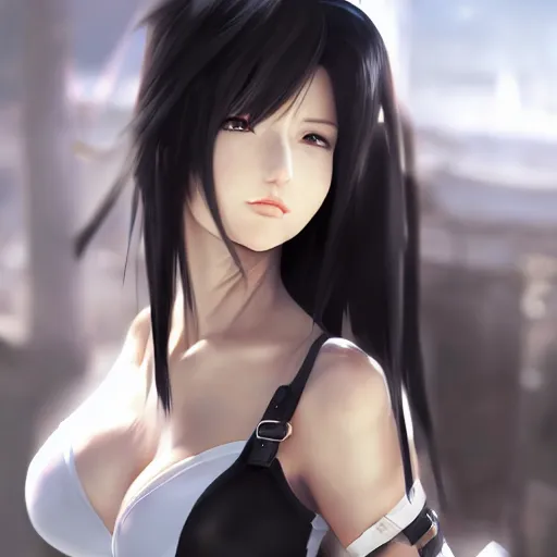 Image similar to alternate outfit of tifa lockhart by wlop, rossdraws, mingchen shen, bangkuart, sakimichan, yan gisuka, jeongseok lee, artstation, 4k