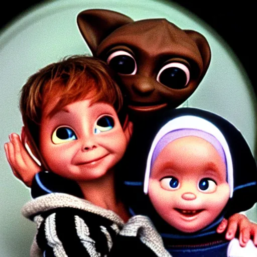 Prompt: family photo, with et, 1 9 8 4