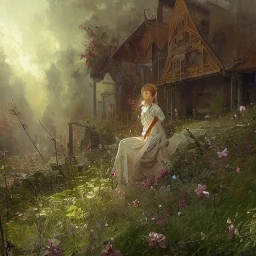 Prompt: lilia alvarado, sophie anderson, carl spitzweg, ismail inceoglu, vdragan bibin, hans thoma, greg rutkowski, alexandros pyromallis