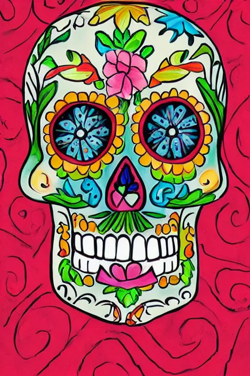 Image similar to illustration of a sugar skull day of the dead girl, art by annie liebovitz