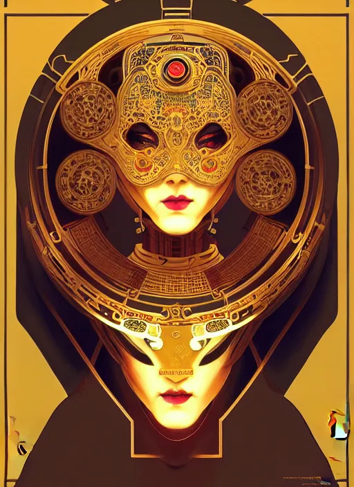 Image similar to symmetry!! portrait of a machine robot, machine face, decorated with chinese opera motifs, intricate, elegant, highly detailed, digital painting, artstation, concept art, smooth, sharp focus, illustration, art by artgerm and greg rutkowski and alphonse mucha, 8 k