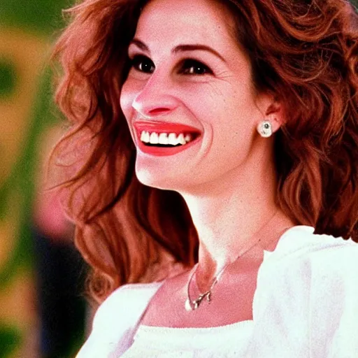 Image similar to Julia Roberts as Selena singing!! on a stage, 1995 movie, cinematic, beautiful, elegant