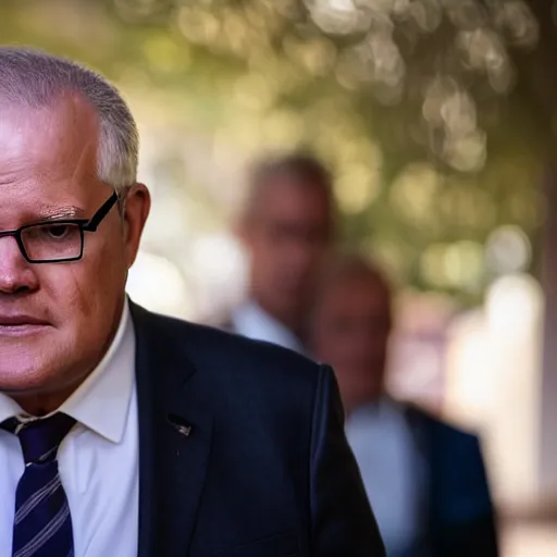 Image similar to ultrarealistic photo of former prime minister scott morrison lurking in the shadows, canon eos r 3, f / 1. 4, iso 2 0 0, 1 / 1 6 0 s, 8 k, raw, unedited, symmetrical balance, in - frame