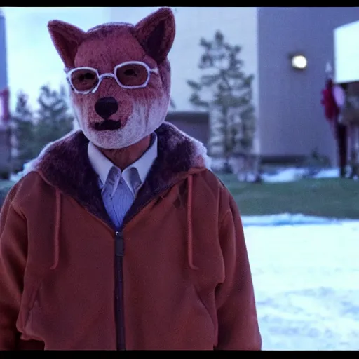 Prompt: Walter white lost at a furry convention, movie still frame, hectic, intense