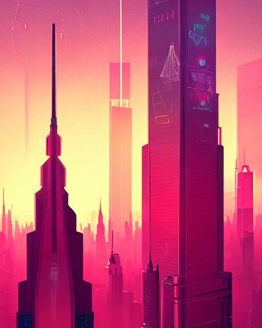 Prompt: beautiful painting of a cyberpunk new york inspired by gustave eiffel, art by mike winkelmann, golden hour, illustration, highly detailed, simple, smooth and clean vector curves, no jagged lines, vector art, smooth, artstation