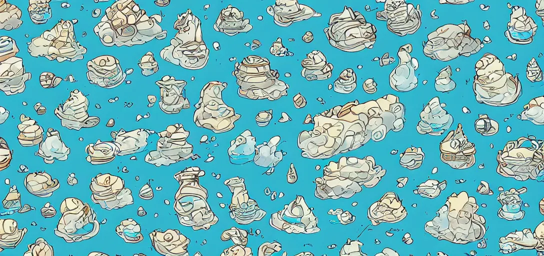 Image similar to pattern of cartoony water, ghibli