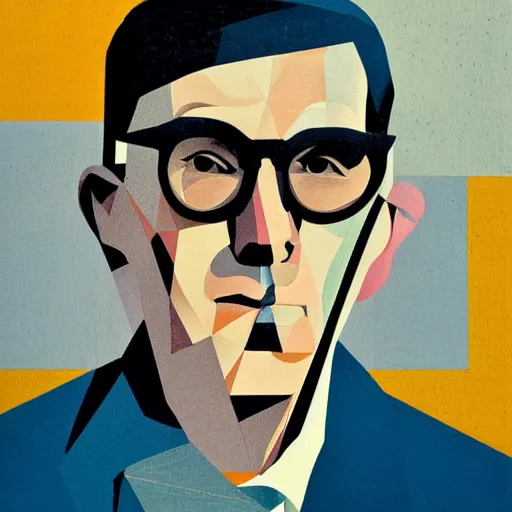 Image similar to portrait of le corbusier by sachin teng