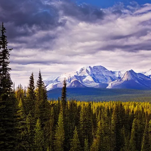 Image similar to canadian forest with mountains, 4 k, high detail, high - resolution photograph, professional photography, ultra - detail