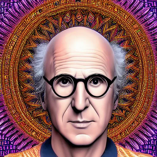 Image similar to a symmetrical portrait illustration of larry david hand drawn sketch on artstation 4 k intricate extremely detailed digital art by alex grey infinite wisdom sacred geometry