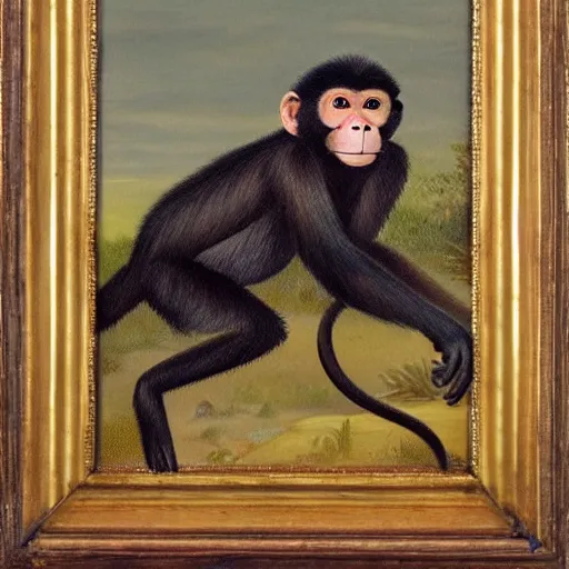 Image similar to a monkey in an oil painting, running freely, high detail, high polygon-W 768