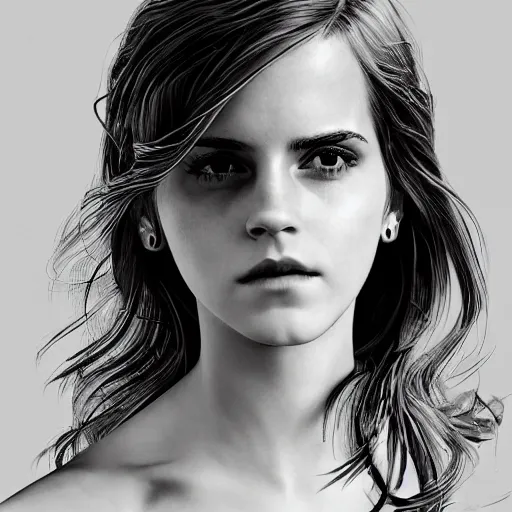 Prompt: emma watson the portrait of an absurdly beautiful, graceful, sophisticated, fashionable gynoid gravure idol, an ultrafine hyperdetailed illustration by kim jung gi, irakli nadar, intricate linework,, porcelain skin, unreal engine 5 highly rendered, global illumination, radiant light, detailed and intricate environment